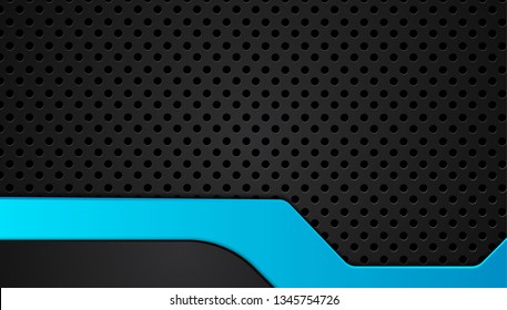 blue and black abstract metallic frame layout design tech innovation concept background. Vector graphic.