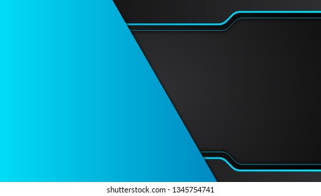 blue and black abstract metallic frame layout design tech innovation concept background. Vector graphic.