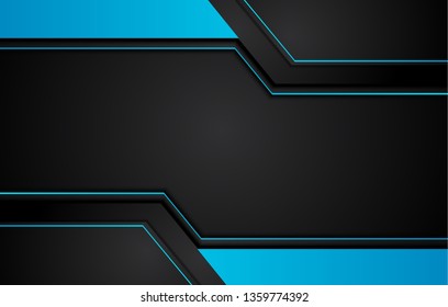 blue and black abstract metallic frame layout design tech innovation concept background. Vector graphic.