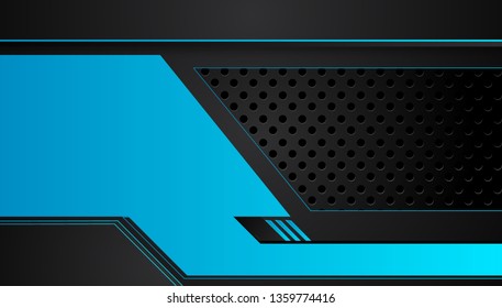 blue and black abstract metallic frame layout design tech innovation concept background. Vector graphic.