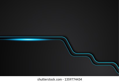 blue and black abstract metallic frame layout design tech innovation concept background. Vector graphic.
