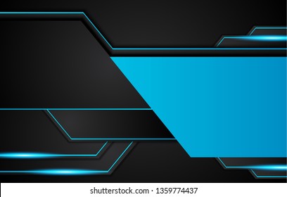 blue and black abstract metallic frame layout design tech innovation concept background. Vector graphic.