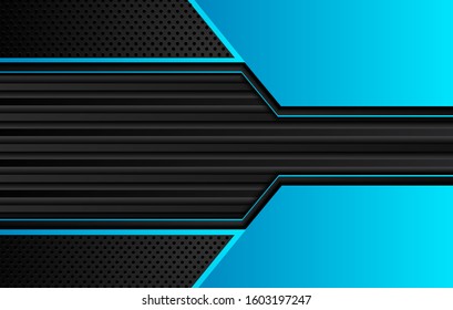 blue and black abstract metallic frame layout design tech innovation concept background. Vector graphic.