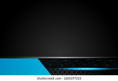 blue and black abstract metallic frame layout design tech innovation concept background. Vector graphic.