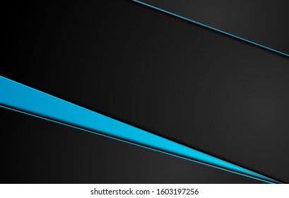 blue and black abstract metallic frame layout design tech innovation concept background. Vector graphic.