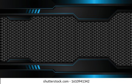 blue and black abstract metallic frame layout design tech innovation concept background. Vector graphic.