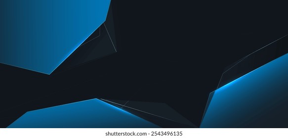 Blue and black abstract polygon luxury background vector,technology innovation background