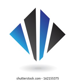 Blue and Black Abstract Square Icon isolated on a white background