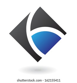 Blue and Black Abstract Square Icon isolated on a white background