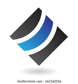 Icono cuadrado de resumen azul y negro aislado en fondo blanco