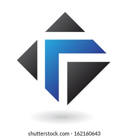 Blue and Black Abstract Square Icon isolated on a white background