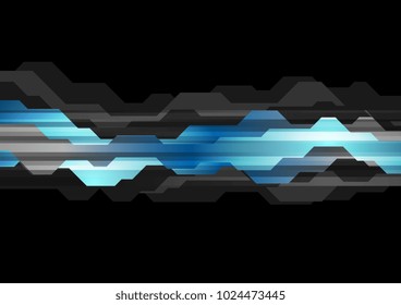 Blue and black abstract technology background. Vector design