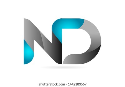 blue black alphabet letter ND N D combination logo design suitable for a company or business