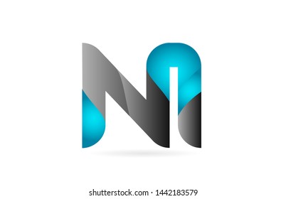 blue black alphabet letter NI N I combination logo design suitable for a company or business