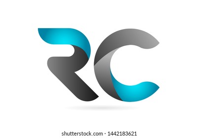 blue black alphabet letter RC R C combination logo design suitable for a company or business