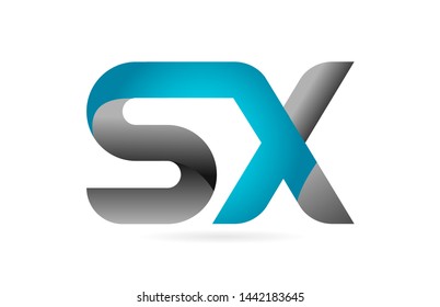 blue black alphabet letter SX S X combination logo design suitable for a company or business