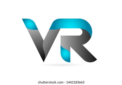 blue black alphabet letter VR V R combination logo design suitable for a company or business
