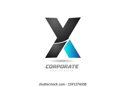 blue black alphabet letter X logo icon design for business. Suitable for a company