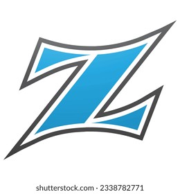 Blue and Black Arc Shaped Letter Z Icon on a White Background