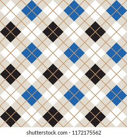 Blue And Black Argyle Diagonal Decorative Harlequin Pattern