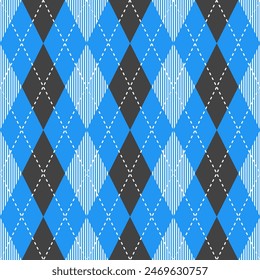 Motif argyle bleu et noir. Argyle  motif de Image vectorielle. Motif argyle. Motif géométrique harmonieux de vêtements, papier à envelopper, arrière-plan, arrière-plan, carte cadeau, pull.