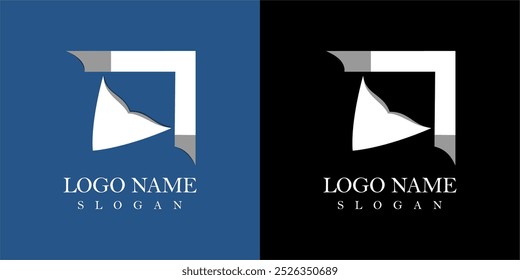 vetor de logotipo de seta azul e preta