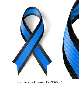 Blue And Black Awareness Ribbon As Symbol Of Ocular Melanoma