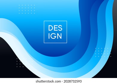 Blue and black background with abstract paper cut geometric shapes modern element.