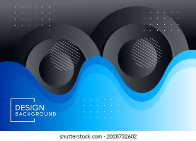 Blue and black background with abstract rounded geometric shapes modern element.