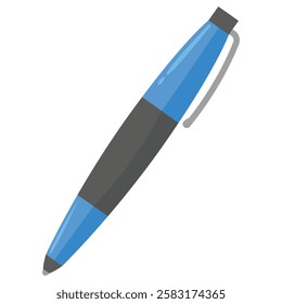 Blue and black ballpoint pens on white background. Great for office supplies, writing tools, stationery, business concepts, and education themes.