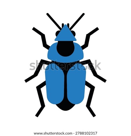 Blue and black beetle insect flat icon with wildlife creature entomology