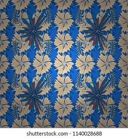 Blue, black and beige texture. Graphic vector pattern. Floral ornament. A seamless vector background. Wallpaper in the floral style.