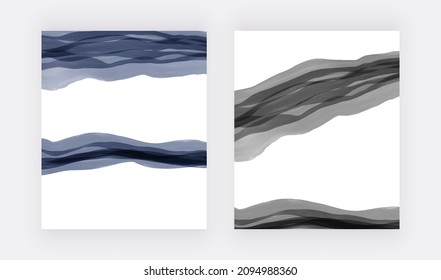 Blue and black brush stroke watercolor backgrounds