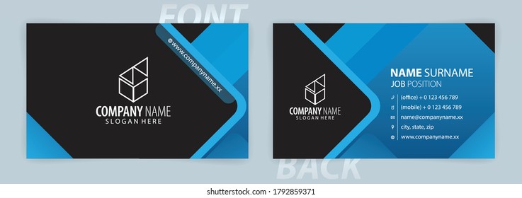 Blue and Black business card template (Front and Back) Vector
