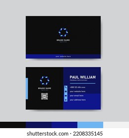 Blue and black business identity card template concept