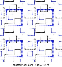 Blue and black carved squares and frames for an abstract white background or pattern. Excellent mood of openwork and carved squares and frames.