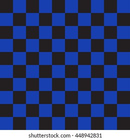 Blue and black chess checkerboard background, square backdrop, vector seamless pattern, used for print textile, paper wrapping, scrapbooking
