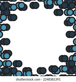 Blue and black circle dots frame. Vector illustration.