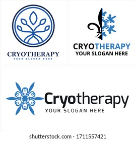 Blue black circle shape floral snowflake Fleur De Lis ornament icon symbol logo vector suitable for spa beauty aesthetics cryotheraphy health clinic