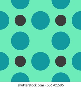 Blue and black circles seamless pattern on a light background. Vector, eps10