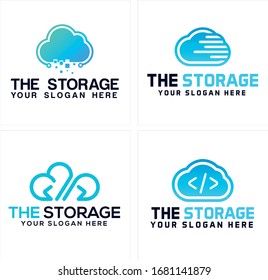 Blue Black Cloud Symbol Line Square Icon Initial Modern Logo Design Suitable For Computer Code Storage Company Internet Technology Business Web Creative Identity Computing Corporate Logotype