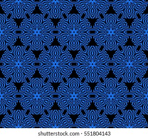 blue, black color decorative floral ornament. modern pattern. seamless vector illustration. for interior design, textile, wallpaper