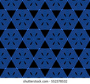 blue, black color decorative floral ornament. modern pattern. seamless vector illustration. for interior design, textile, wallpaper