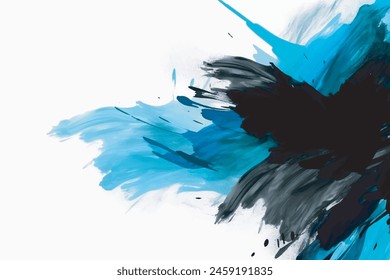 Blue and black color grunge abstract brush stroke background