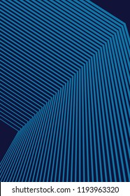 Blue black color. Linear background. Design elements. Curved sharp corners many streak created using Blend Tool. Poligonal lines. Guilloche. Vector illustration EPS 10. Creative band art.