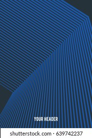 Blue black color. Linear background. Design elements. Curved sharp corners many streak created using Blend Tool. Poligonal lines. Guilloche. Vector illustration EPS 10. Creative band art. 