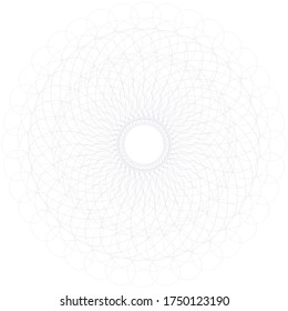Rosette de color negro azul, elemento de diseño de certificado de guilloche circular, aislado en blanco, manala de ornamento redondo vectorial