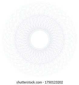 Blue black color rosette, circular guilloche certificate design element, isolated on white, vector round ornament mandala