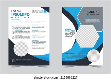 Blue and black corporate business annual report brochure flyer design template vector, Leaflet cover presentation abstract geometric background, modern publication poster magazine, layout in A4 size