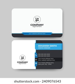 blue and black corporate visiting card design, minimal business card design